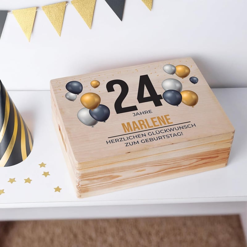 Personalisierte Erinnerungsbox aus Holz – Jubiläumsgeschenk 40x30x14 cm