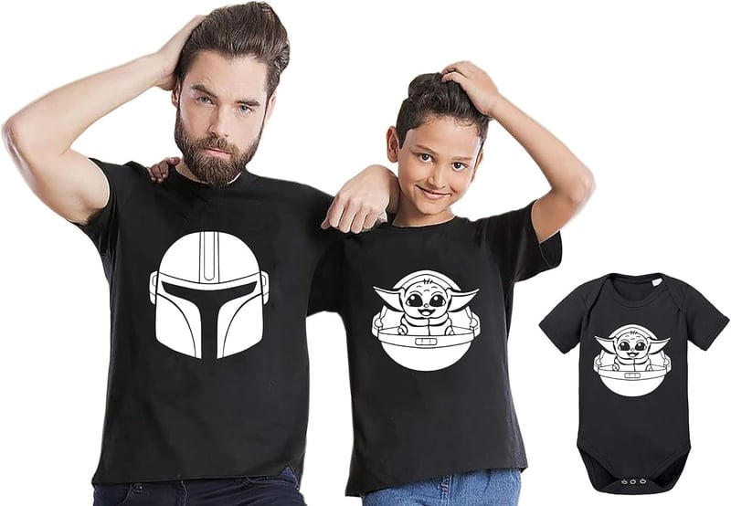 Partnerlook T-Shirts für Papa und Sohn - Manda Yoda Design
