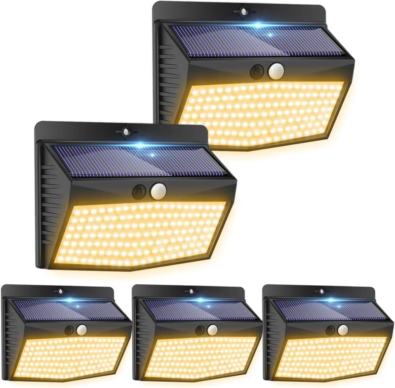 Peasur Solarlampen für außen mit Bewegungsmelder, 5 Stück, IP65