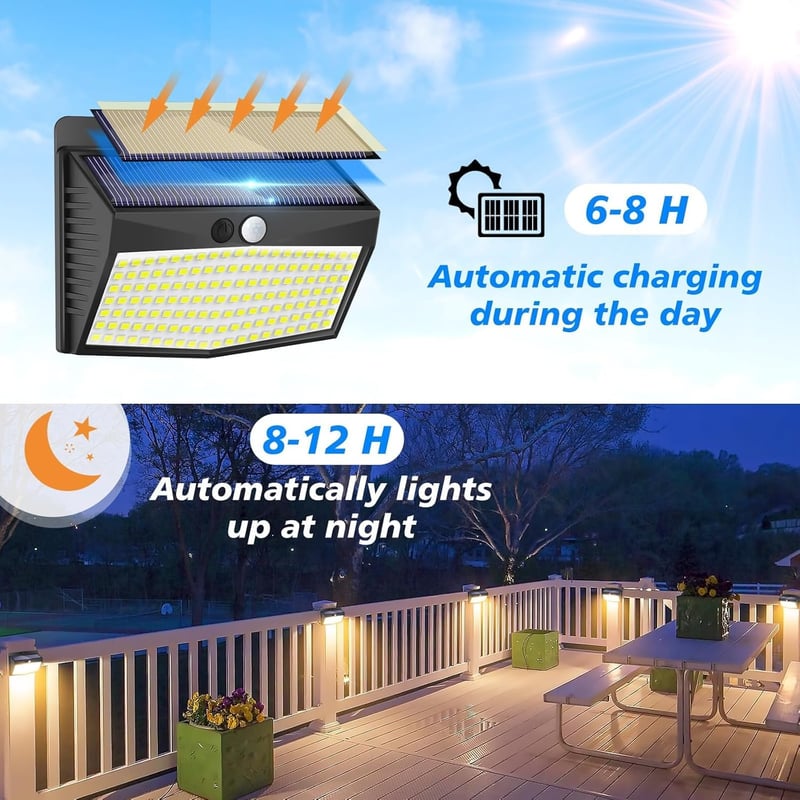 Peasur Solarlampen für außen mit Bewegungsmelder, 5 Stück, IP65