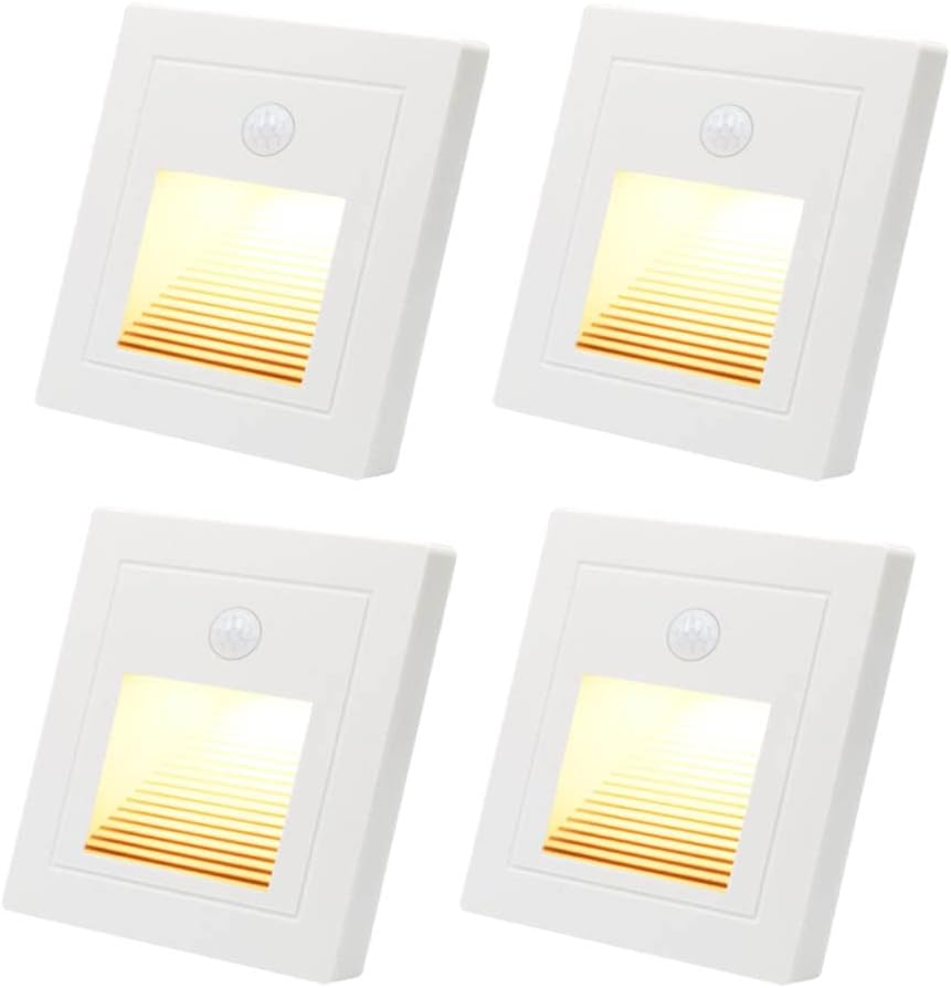 LED Treppenbeleuchtung mit Bewegungsmelder, warmweiß 3000K, 4er Set