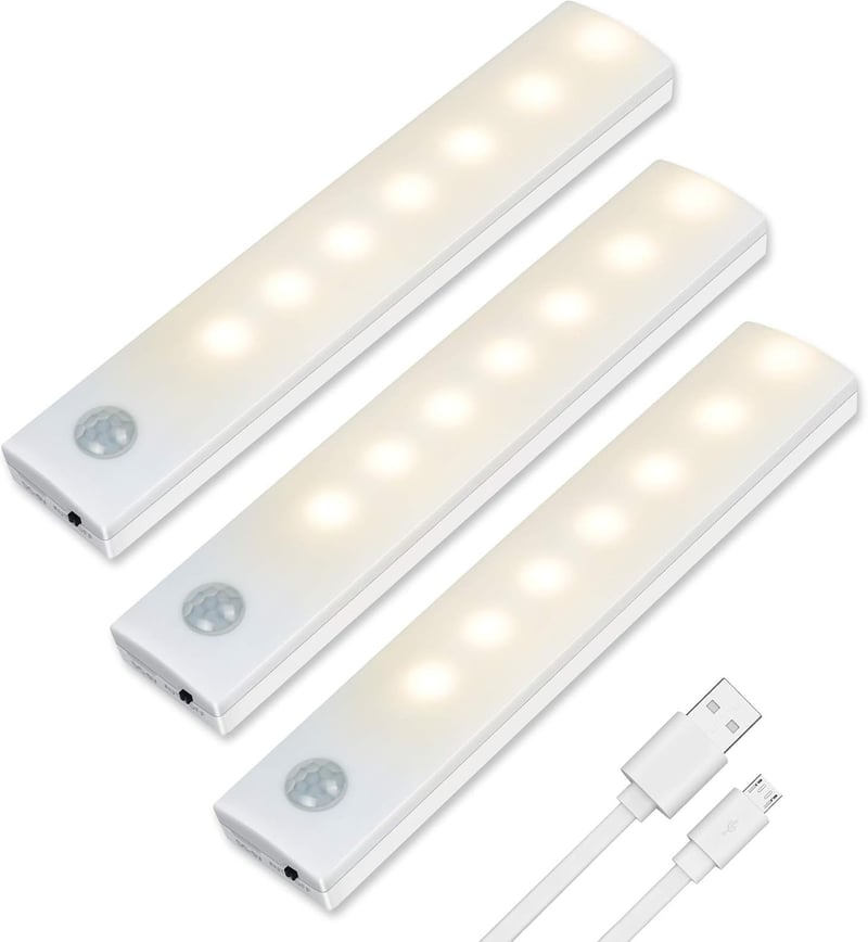Wiederaufladbare LED Sensorlichter mit Bewegungsmelder – 3er Set Warmweiß
