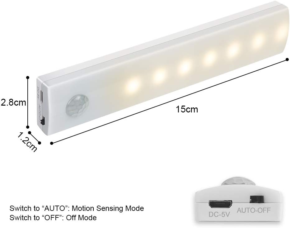 Wiederaufladbare LED Sensorlichter mit Bewegungsmelder – 3er Set Warmweiß