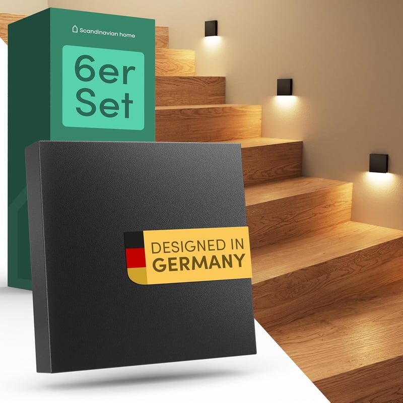 LED Treppenbeleuchtung Set für Innen/Außen – 6er Set, warmweiß, dimmbar, IP65