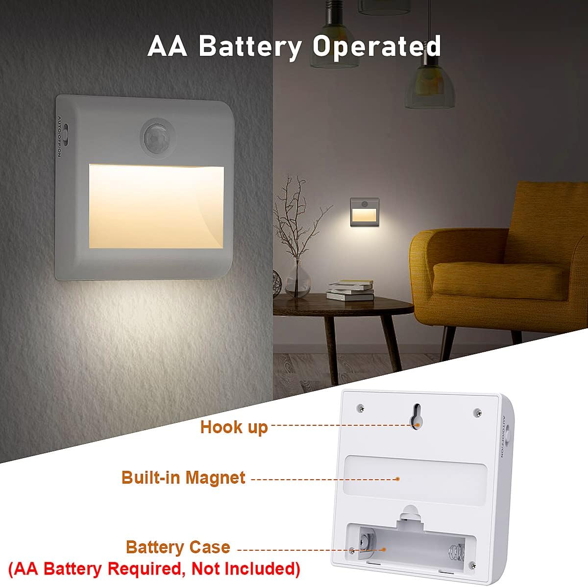 LED Nachtlicht mit Bewegungsmelder, 2er Set, 3 Modi, für Kinderzimmer