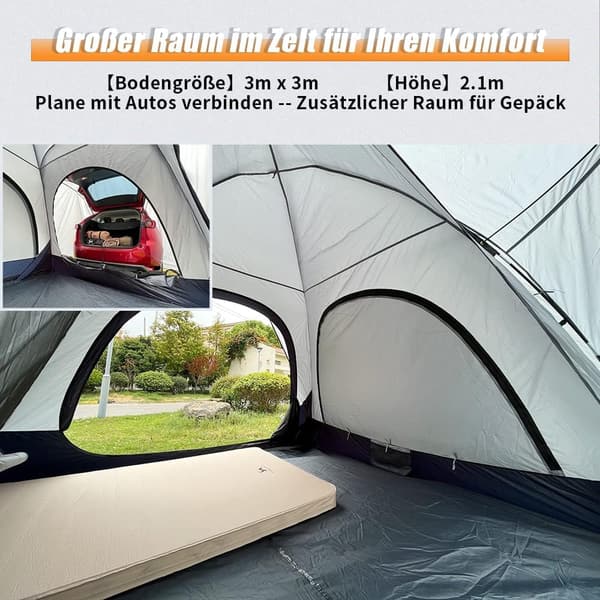 Wasserdichtes Familien-Campingzelt 4 Pers. Kuppelzelt, 3x3x2,1 m