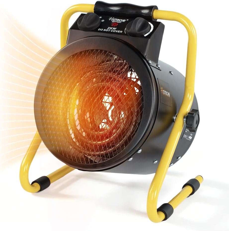 Hoteche 2000W Heizlüfter mit IPX4, robust, für Baustellen & Innenräume