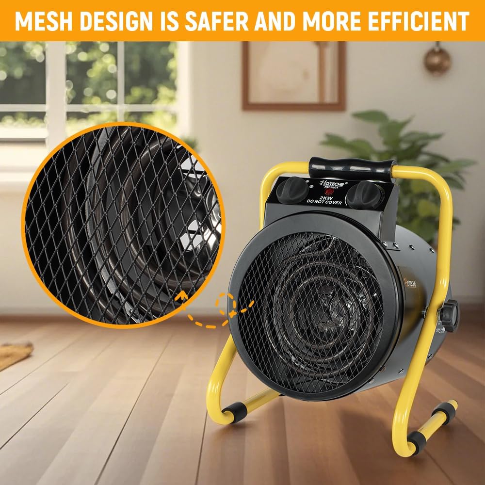 Hoteche 2000W Heizlüfter mit IPX4, robust, für Baustellen & Innenräume