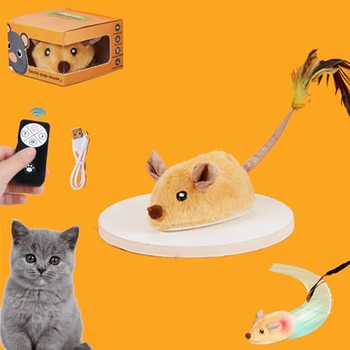 Interaktive Katzen-Spielmaus mit Fernbedienung, waschbar (gelb)