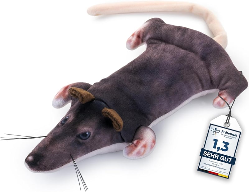 Interaktives Katzenspielzeug mit beweglicher Ratte und Katzenminze