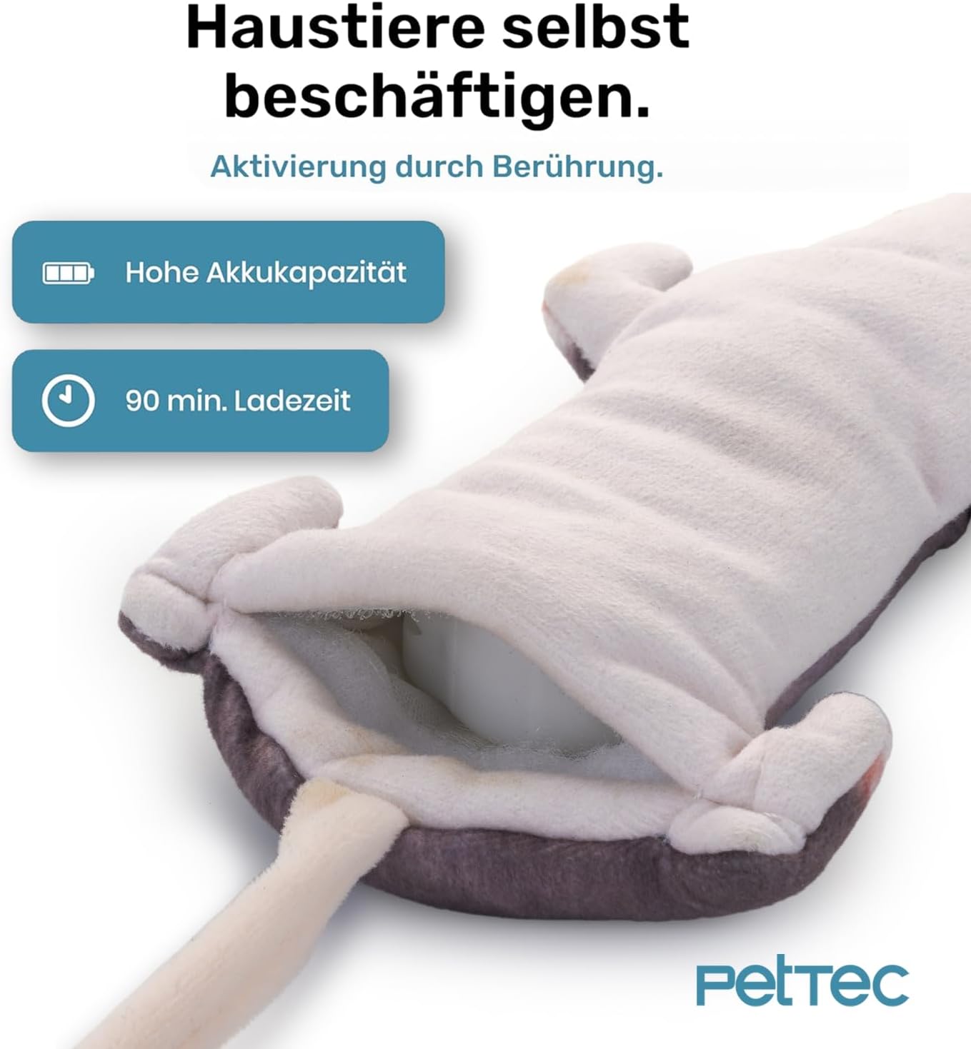 Interaktives Katzenspielzeug mit beweglicher Ratte und Katzenminze