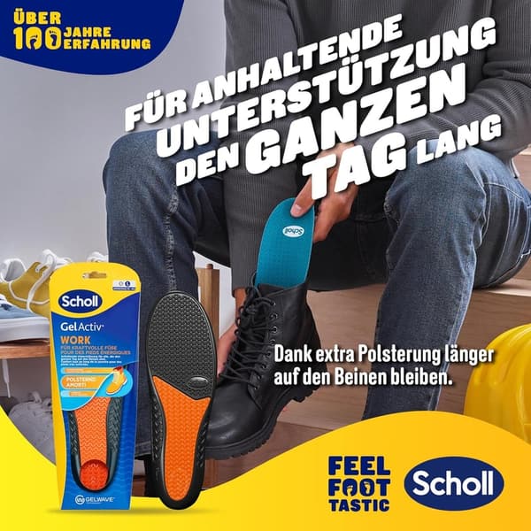Scholl GelActiv Einlegesohlen für Arbeitsschuhe, Größe 40-46,5