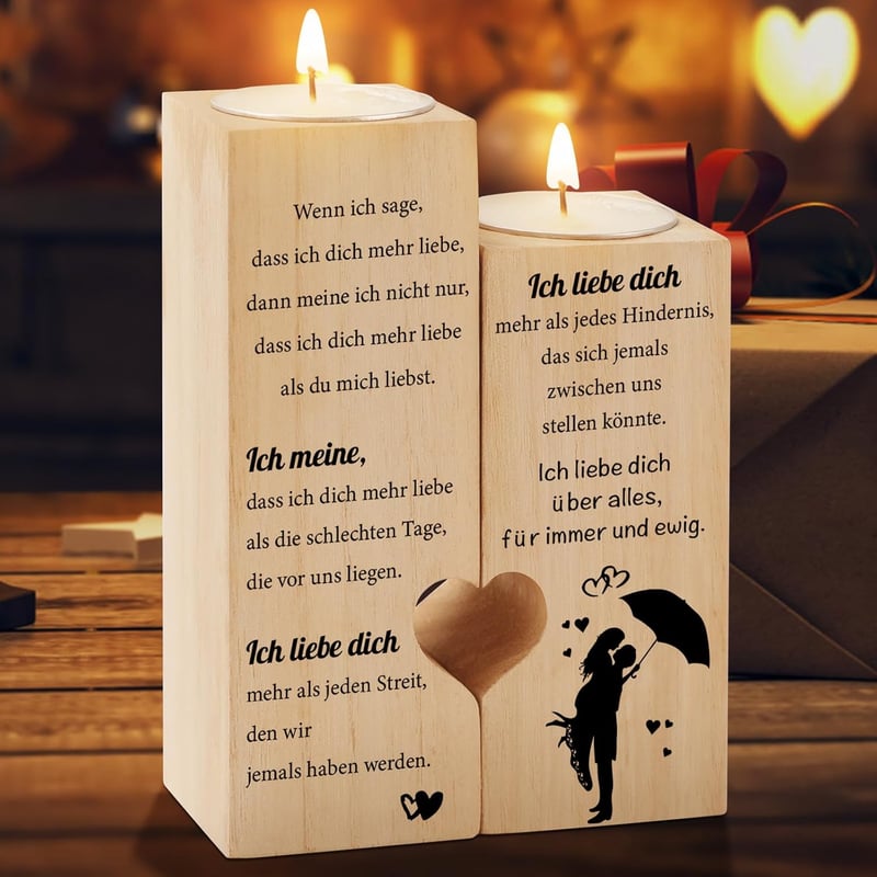 Jahrestagskerzenständer 'Ich liebe Dich' für Paare