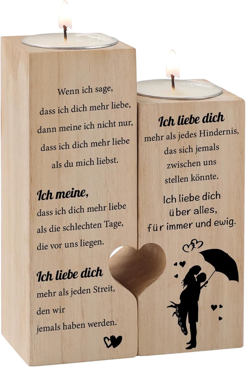 Jahrestagskerzenständer 'Ich liebe Dich' für Paare