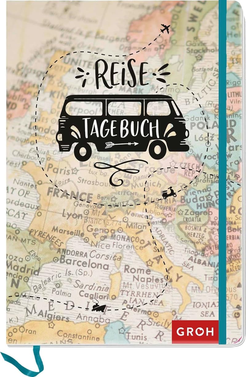Reisetagebuch mit Landkarte zum Ausfüllen