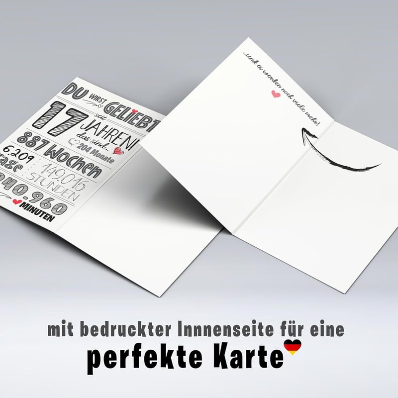 Süße Geburtstagskarte für den 17. Geburtstag - A6 Format