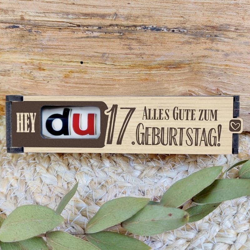 17. Geburtstag - Geschenkbox mit Schokoriegeln und Duplo