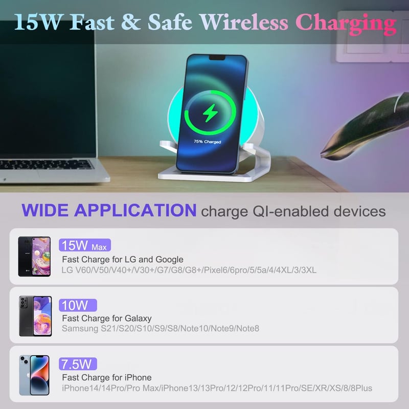 Bluetooth Lautsprecher mit Nachtlicht und Wireless Charger für Männer und Frauen