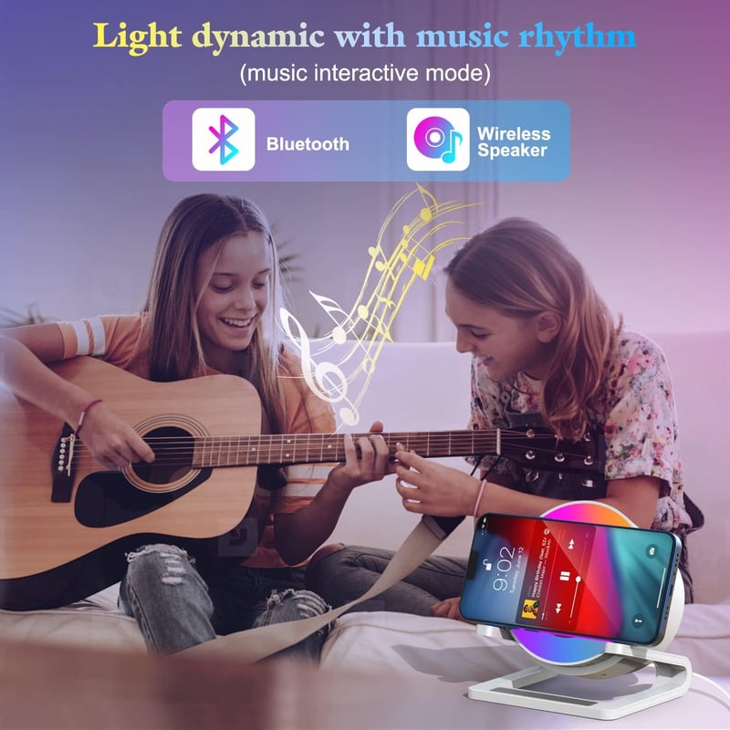 Bluetooth Lautsprecher mit Nachtlicht und Wireless Charger für Männer und Frauen