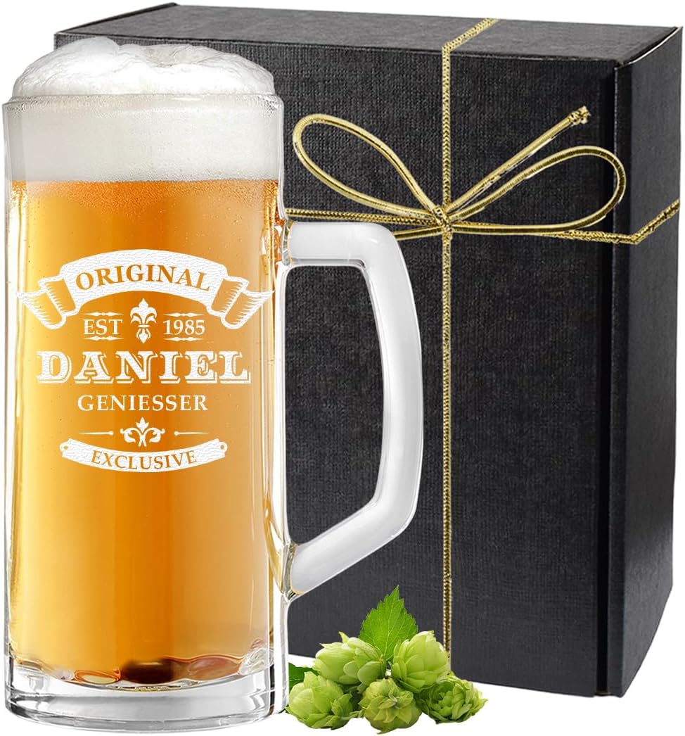 Personalisierter Bierkrug mit Name und Jahr – 0,5l Geburtstagsgeschenk für Papa