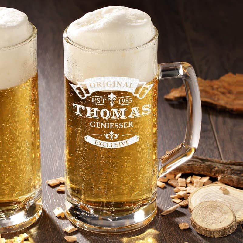 Personalisierter Bierkrug mit Name und Jahr – 0,5l Geburtstagsgeschenk für Papa