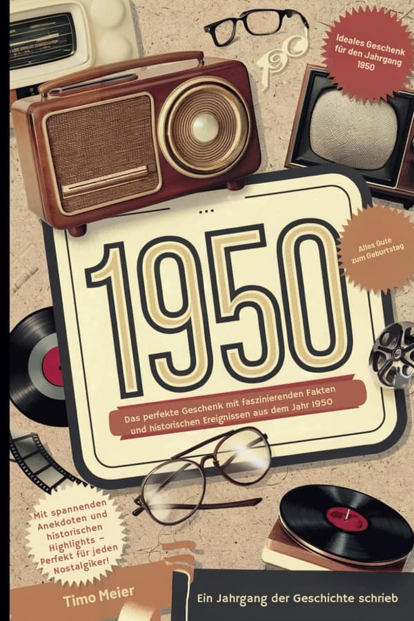 Jahrgangsgeschenk 1950 mit historischen Fakten und Ereignissen