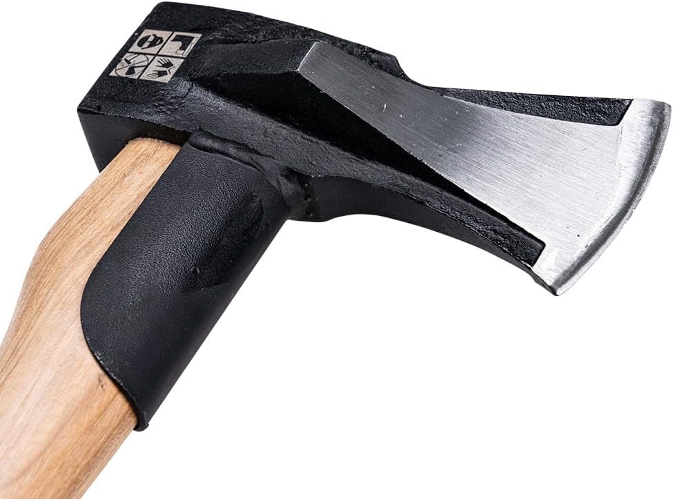 Hickory-Holzspaltaxt mit 2000g Spaltkopf und Gummischutz, 74cm