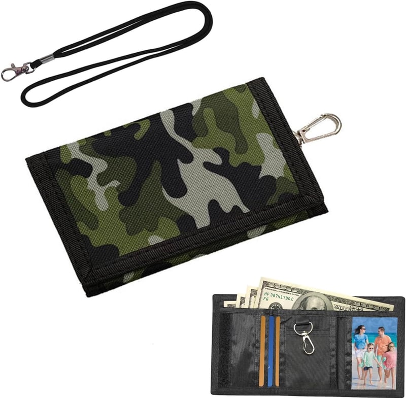 Camouflage Trifold Geldbeutel für Kinder mit Reißverschluss, 8 x 12 cm