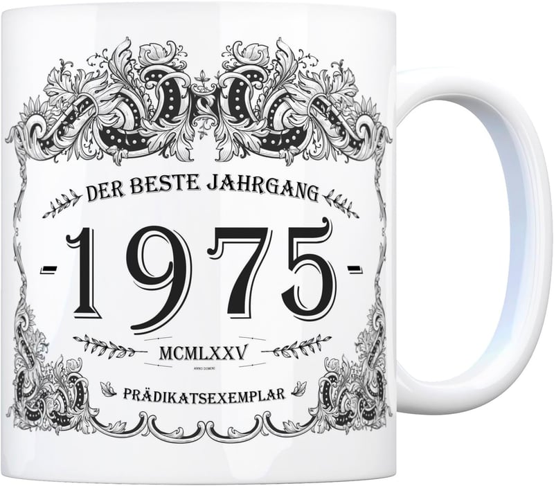 Kaffeebecher 1975 – Geschenk für Weinliebhaber und Geburtstagskind.