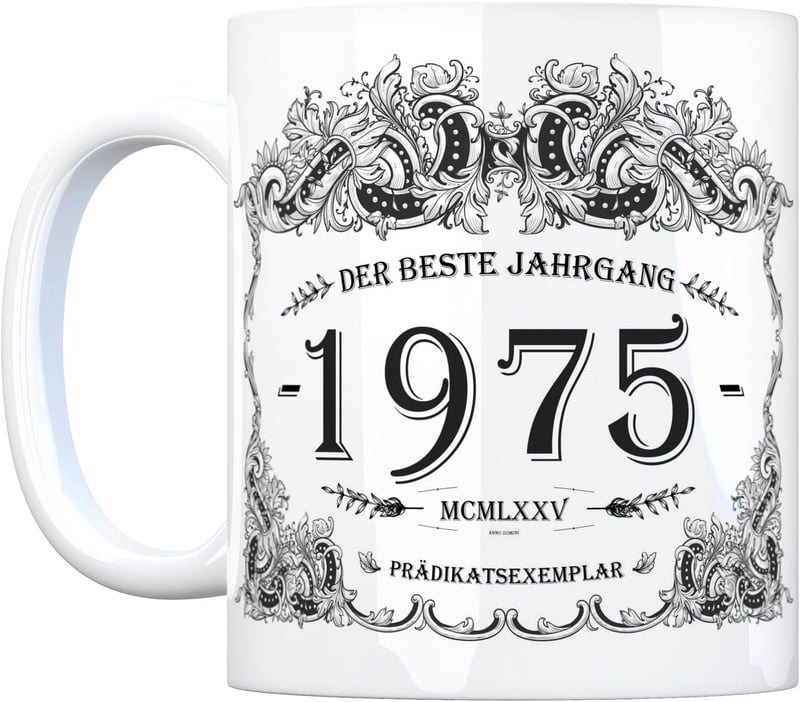 Kaffeebecher 1975 – Geschenk für Weinliebhaber und Geburtstagskind.