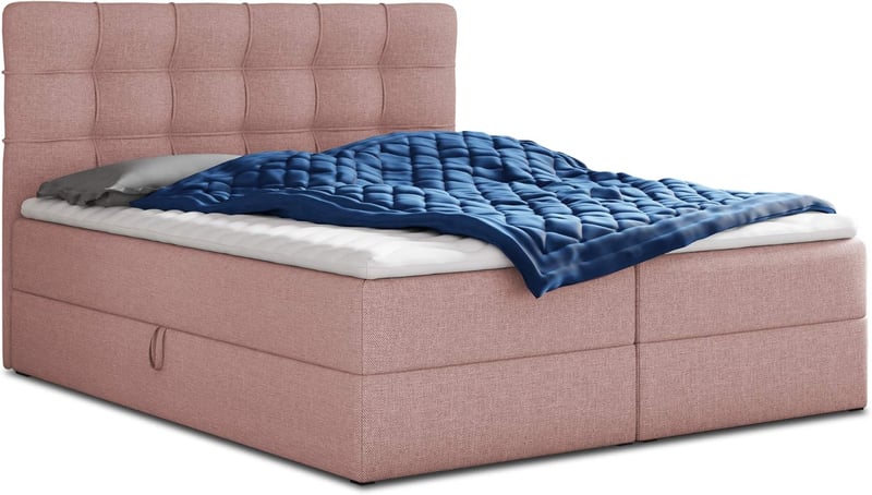 Boxspringbett mit 2 Bettkästen und Bonell-Matratze, 180 x 200 cm, Pink