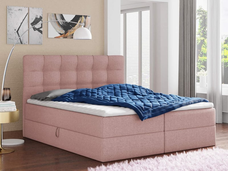 Boxspringbett mit 2 Bettkästen und Bonell-Matratze, 180 x 200 cm, Pink