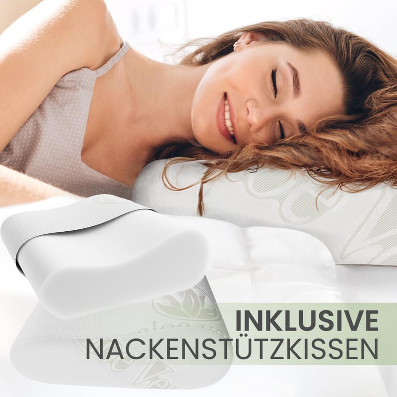 ELONEO 3-teiliges Reise-Set: Visko-Matratzenauflage & Kopfkissen