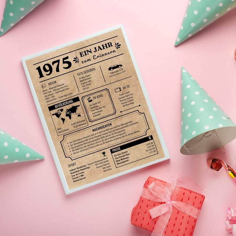 50 Jahre Jubiläumsposter 1975 | Vintage Dekoration für Paare