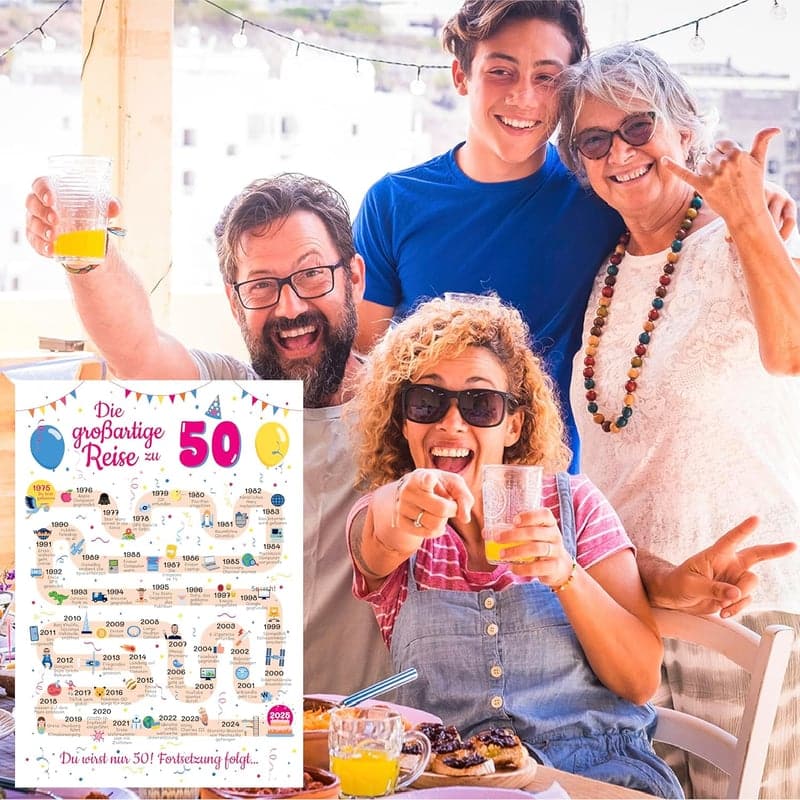 Schöne Geburtstagskarte für Frauen und Männer zum 50. Geburtstag