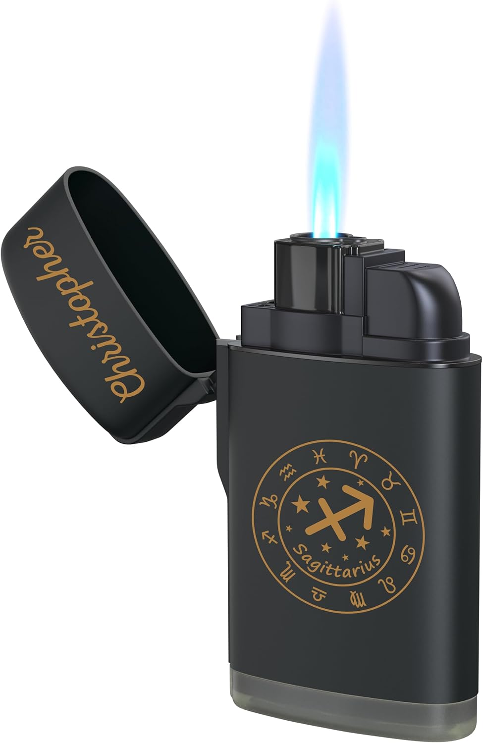 Personalisierbares Sturmfeuerzeug mit Namen & Sternzeichen – Perfektes Geschenk für Paare