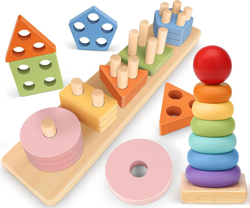 Montessori Spielzeug aus Holz für Babys ab 1 Jahr – Motorik- und Stapelturm