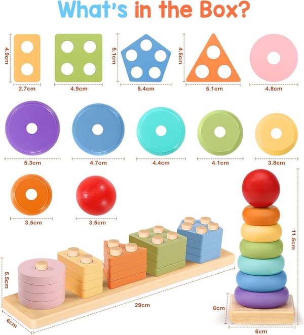 Montessori Spielzeug aus Holz für Babys ab 1 Jahr – Motorik- und Stapelturm