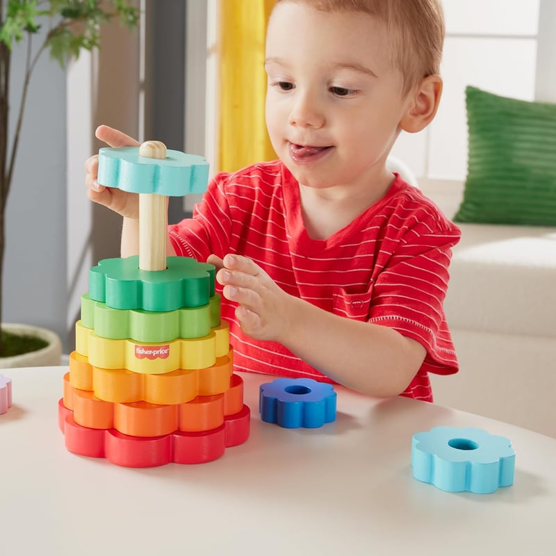Holz-Ring-Stapelspielzeug für Kleinkinder ab 18 Monaten, 10 Teile