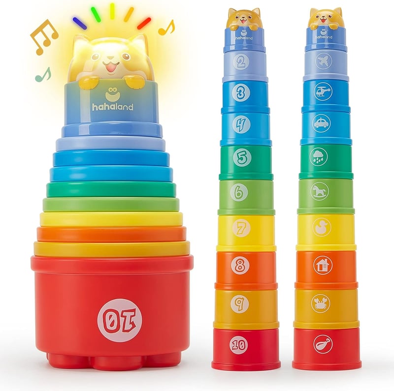 Regenbogen Stapelturm mit Lichtern und Klängen für Babys ab 1 Jahr