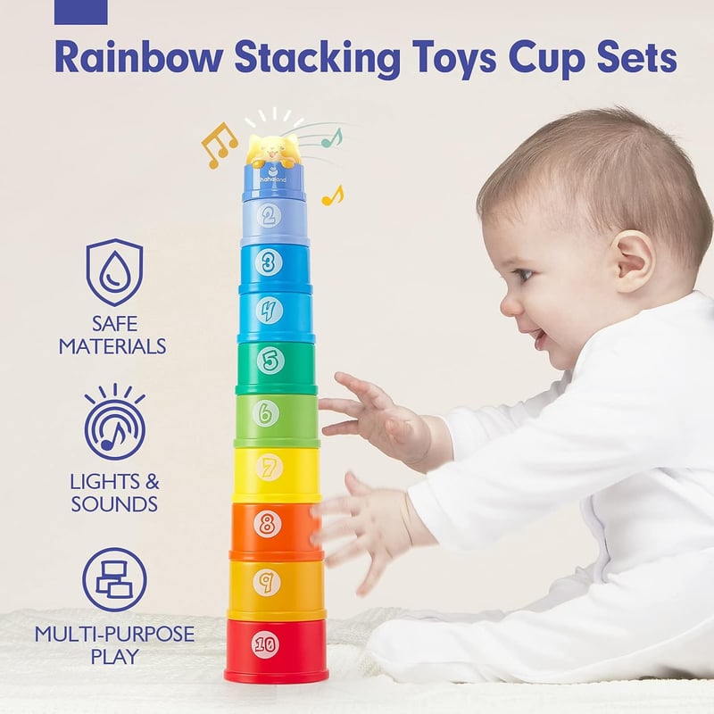 Regenbogen Stapelturm mit Lichtern und Klängen für Babys ab 1 Jahr