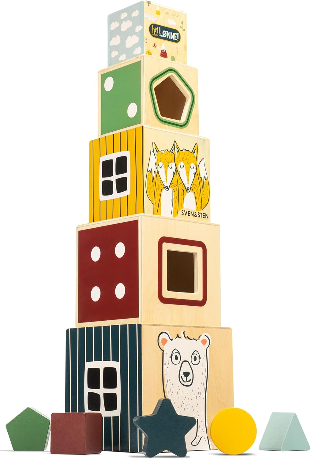Motorikspielzeug Holz Stapelturm für einjährige Kinder