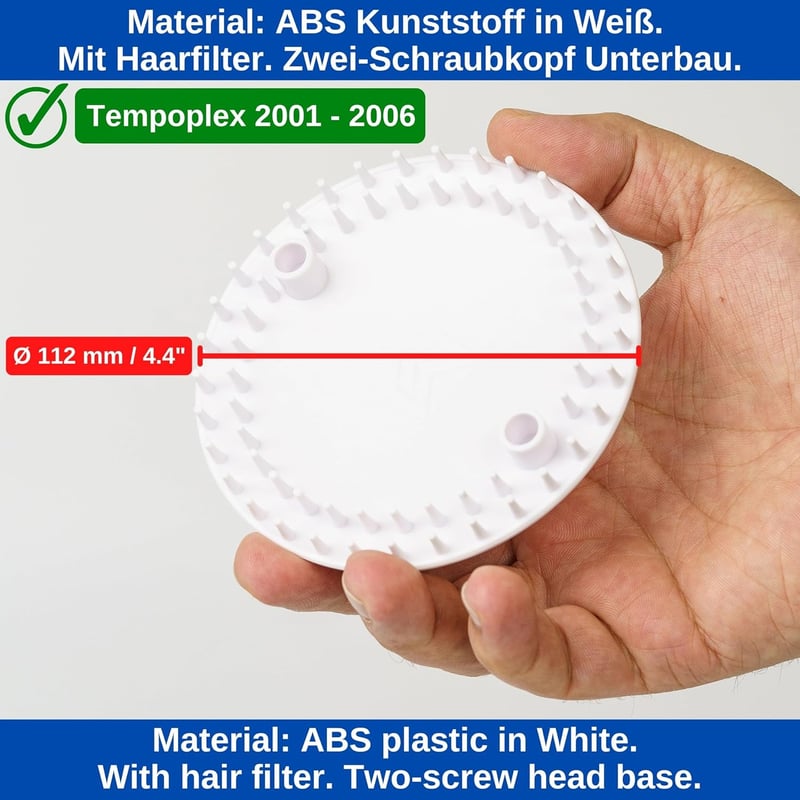 Duschabflussabdeckung Ø 112 mm, weißes ABS für Viega Tempoplex