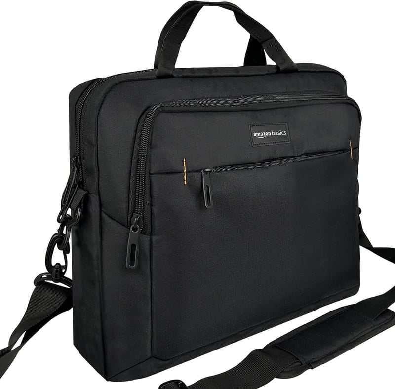 Kompakte Laptoptasche bis 15,6 Zoll, Schwarz mit Zubehörfächern