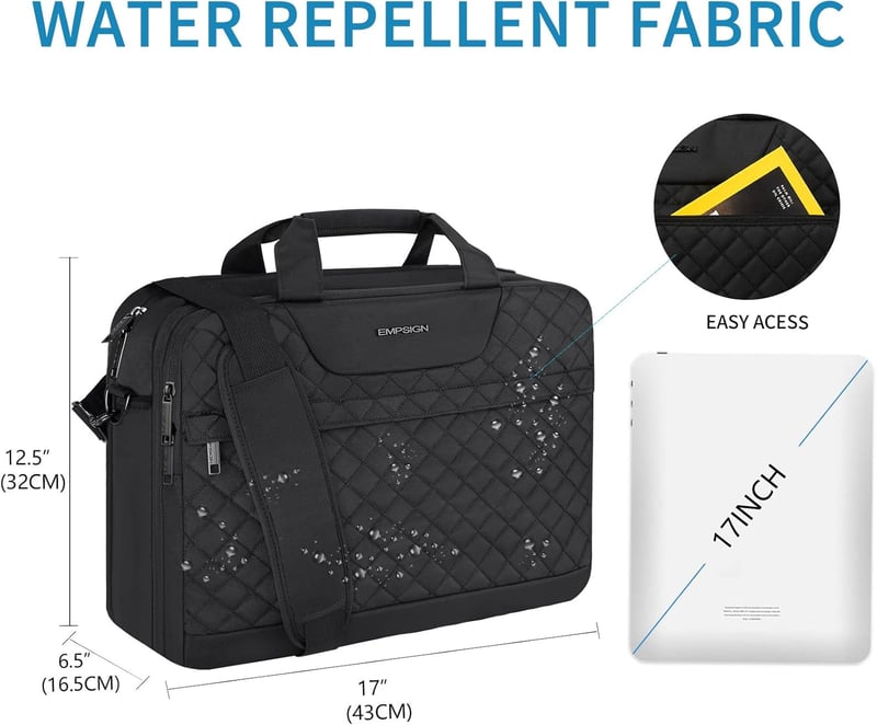 Wasserdichte 17 Zoll Laptoptasche für Herren und Damen, erweiterbar