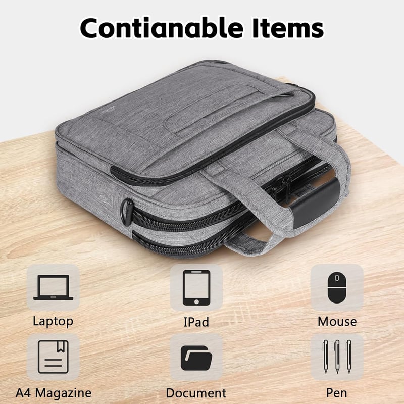 Multifunktionale Laptoptasche 15,6 Zoll für Herren und Damen, Grau