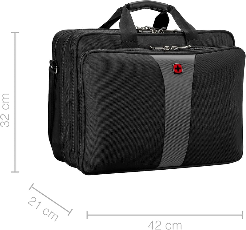 WENGER Legacy 17'' Umhängetasche für Laptop, Schwarz/Grau, 26 l