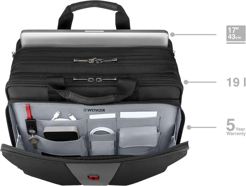 WENGER Legacy 17'' Umhängetasche für Laptop, Schwarz/Grau, 26 l