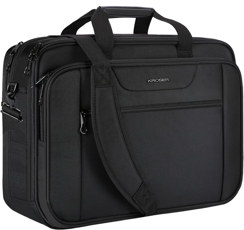 Wasserabweisende XXL Laptop Tasche für 18,5 Zoll – erweiterbar, Schwarz
