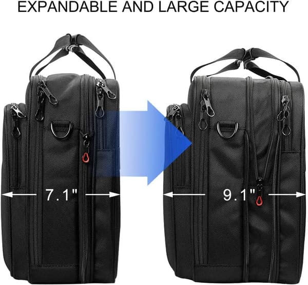 Wasserabweisende XXL Laptop Tasche für 18,5 Zoll – erweiterbar, Schwarz